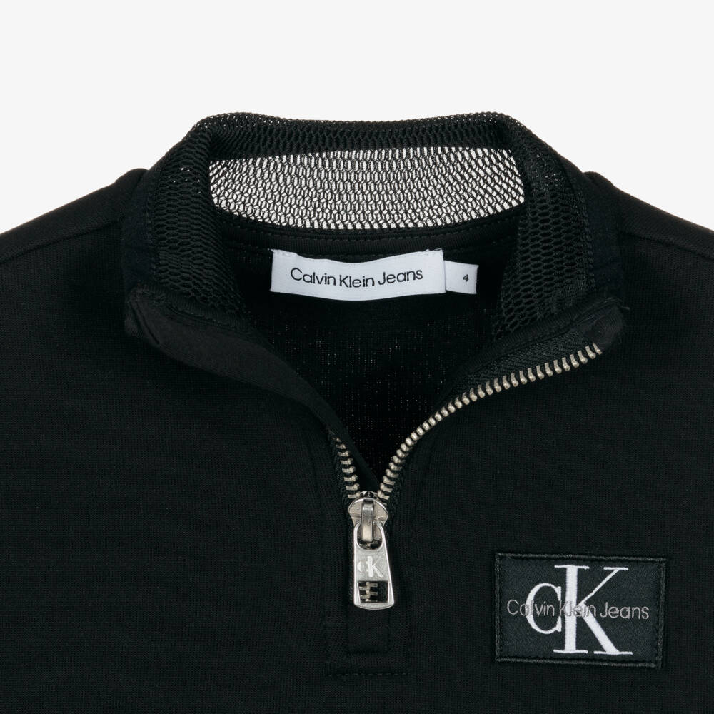 Calvin Klein Jeans-سويتشيرت قطن جيرسي لون أسود للبنات | Childrensalon Outlet