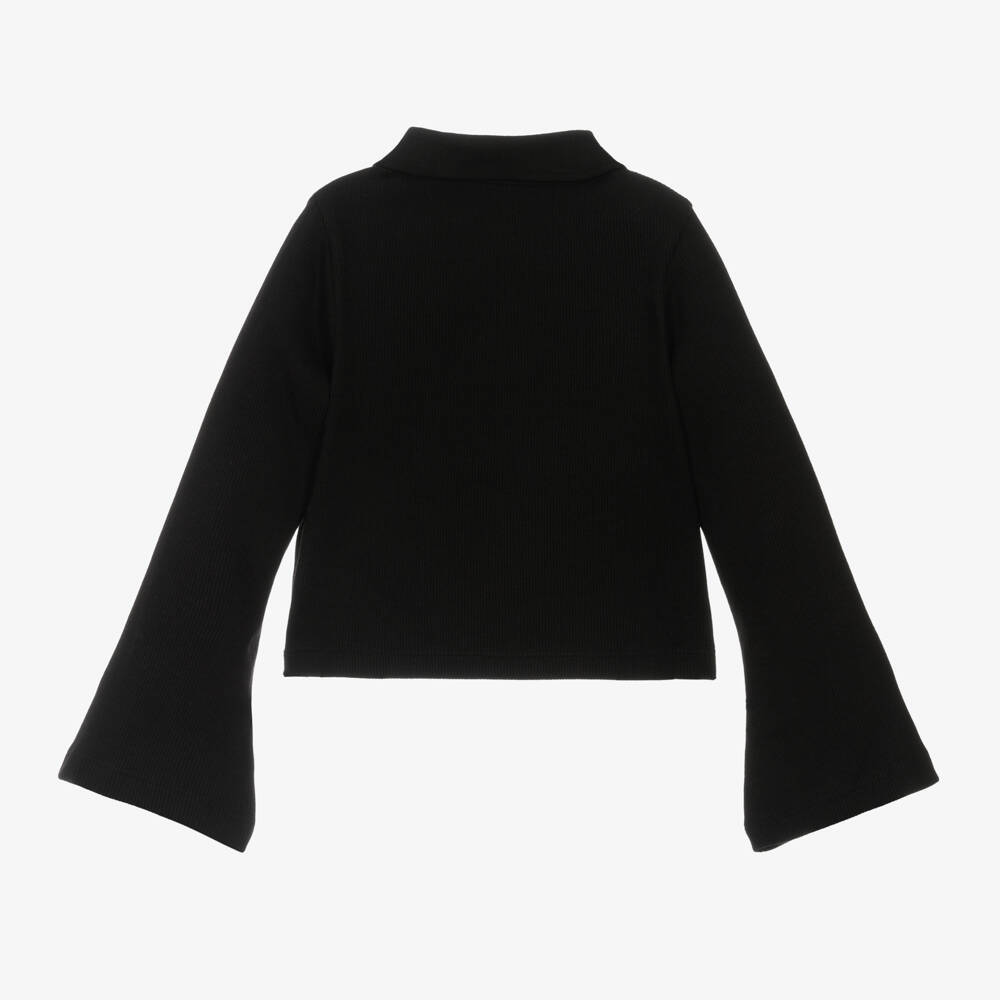 Calvin Klein-Girls Black Ribbed Cotton Top | Childrensalon Outlet