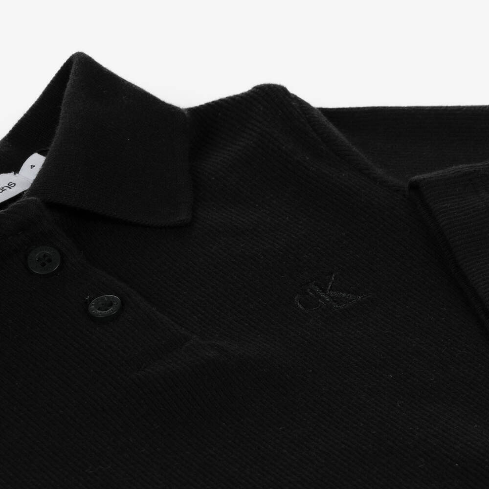 Calvin Klein-Girls Black Ribbed Cotton Top | Childrensalon Outlet