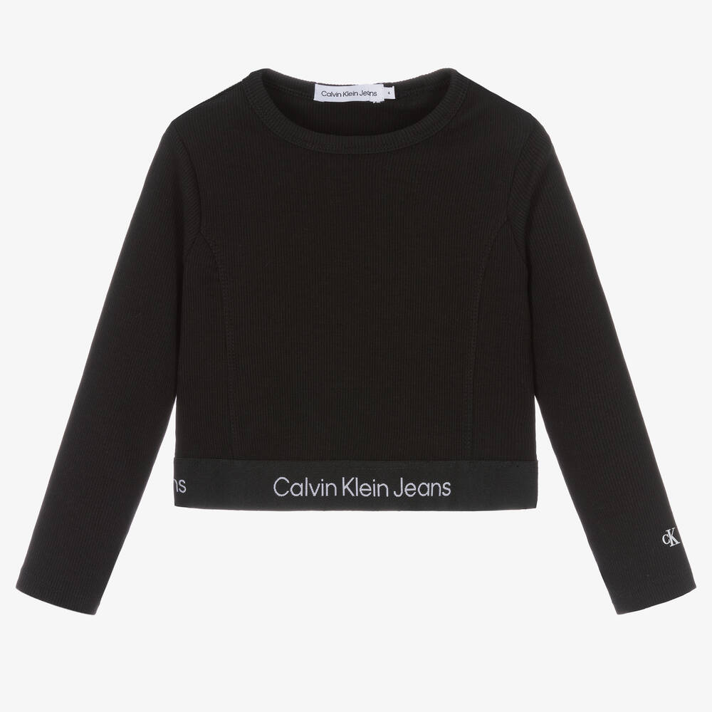 Calvin Klein-Черный топ из джерси в резинку | Childrensalon Outlet