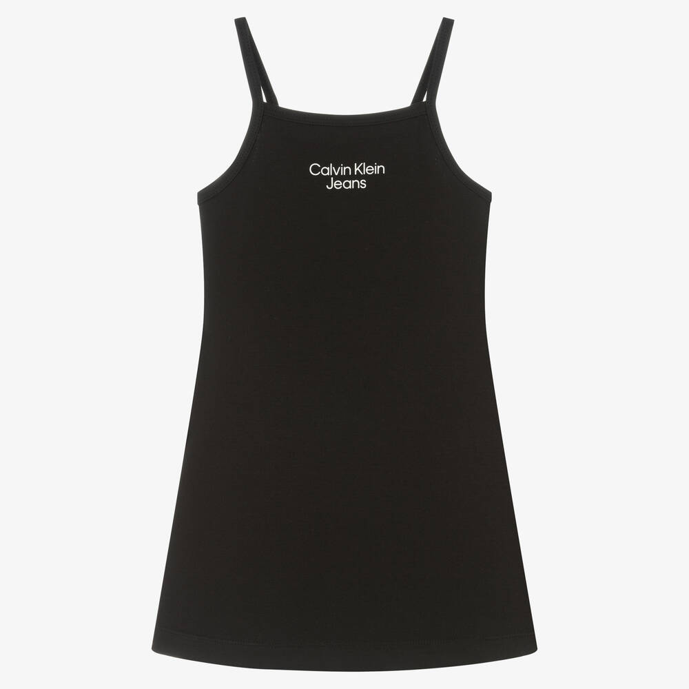 Calvin Klein Jeans - Girls Black Strappy Jersey Dress | Childrensalon