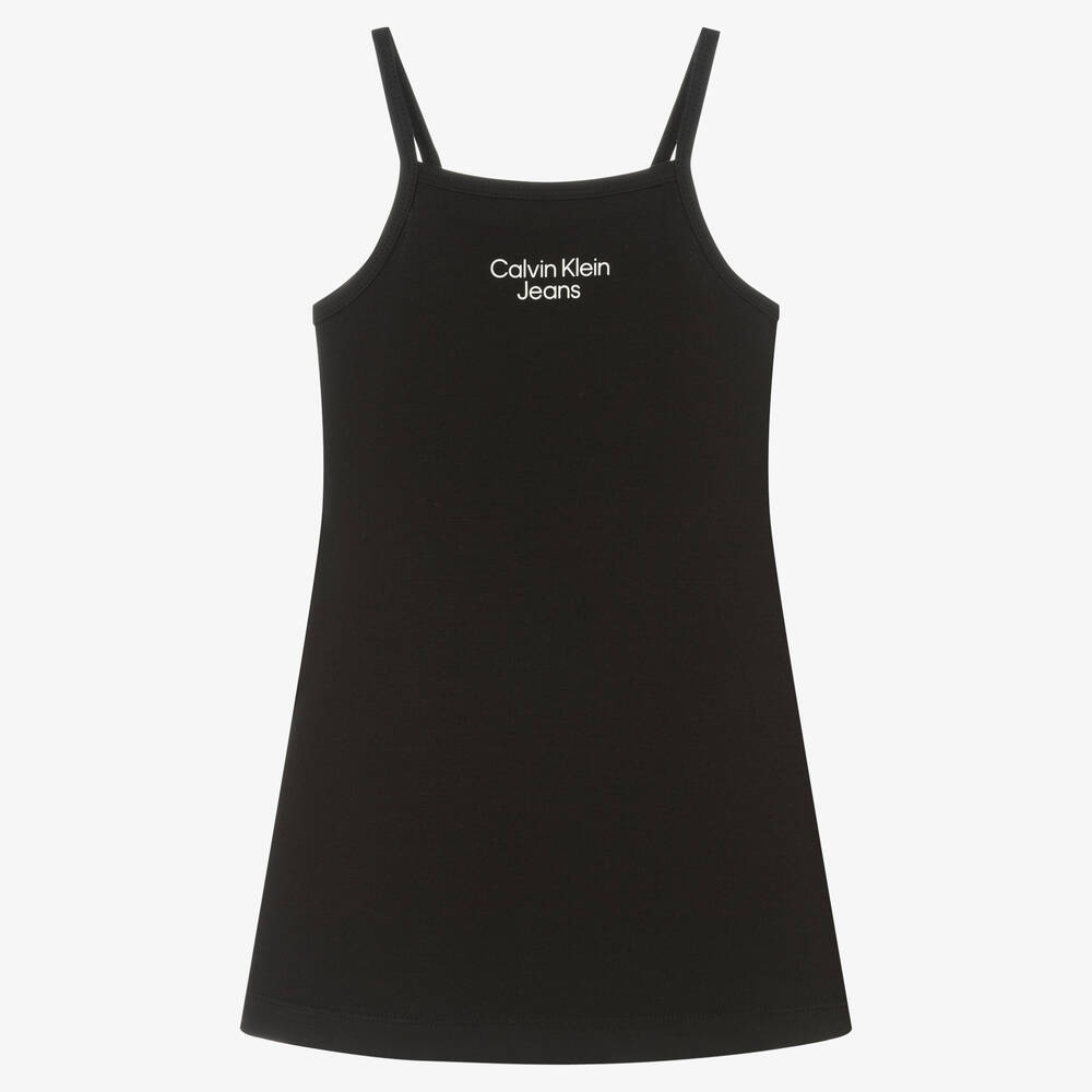 Calvin Klein Jeans Girls Black Strappy Jersey Dress