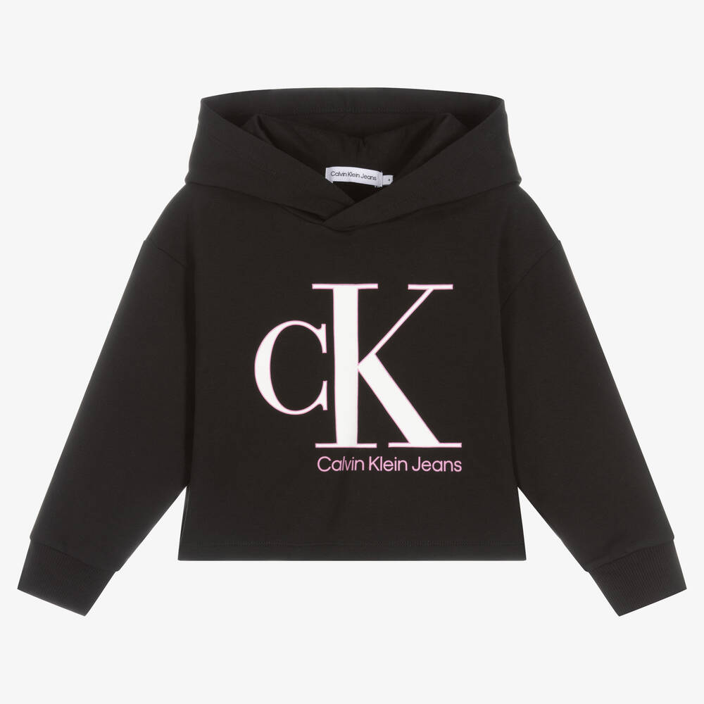 Calvin Klein Jeans - Girls Black Sun Reveal Logo Hoodie | Childrensalon