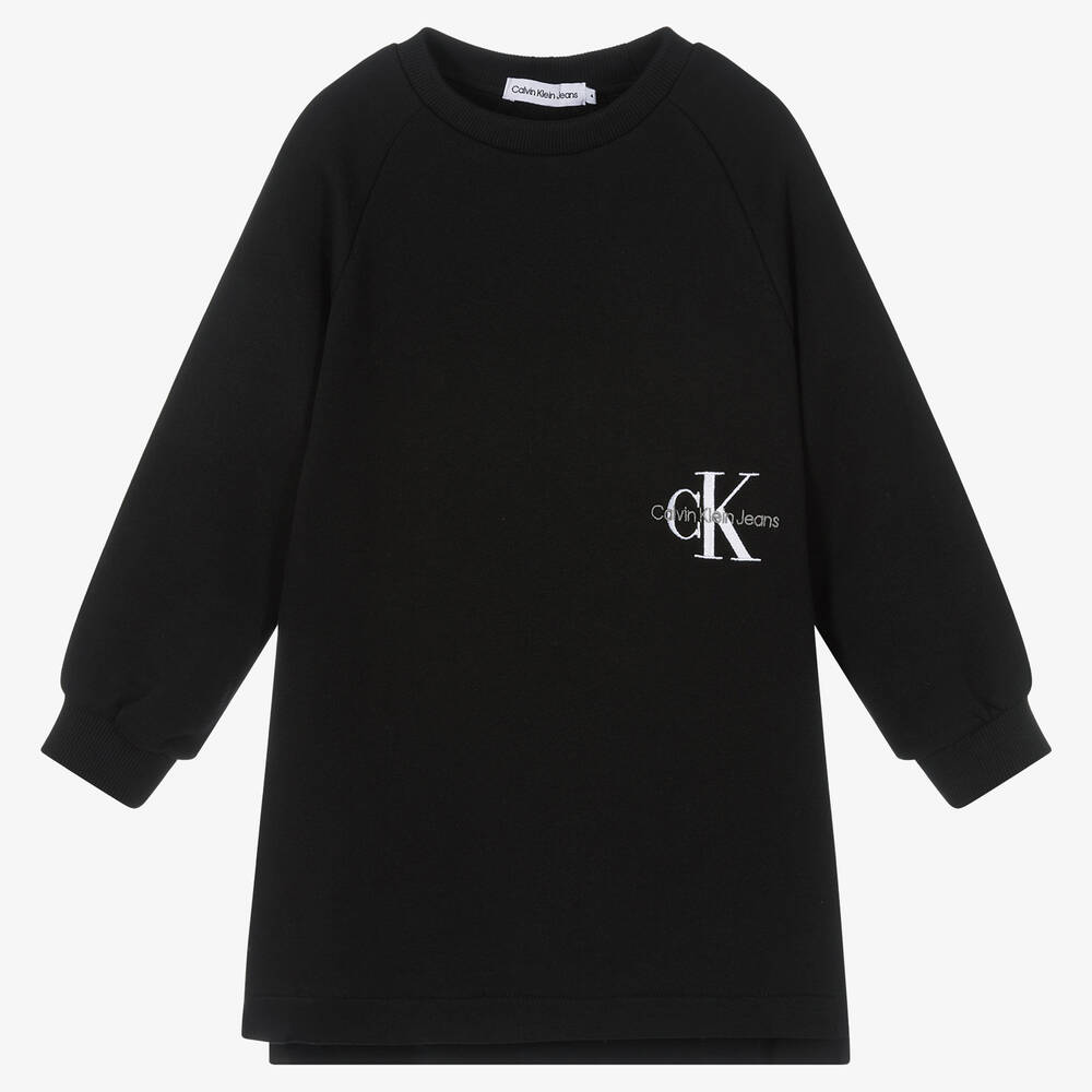 Calvin Klein Jeans - Girls Black Sweatshirt Dress | Childrensalon