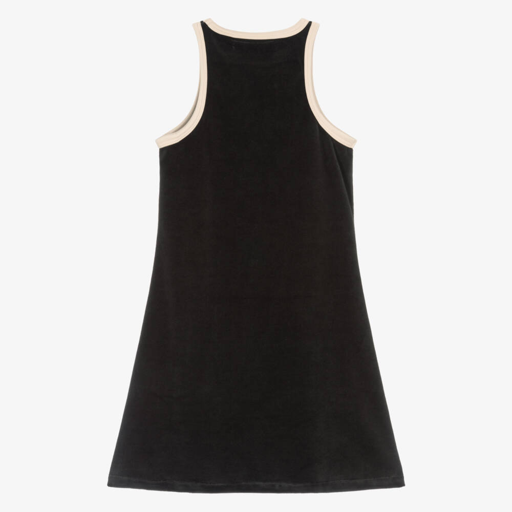 Calvin Klein-Girls Black Velour Dress with Monogram Logo | Childrensalon Outlet