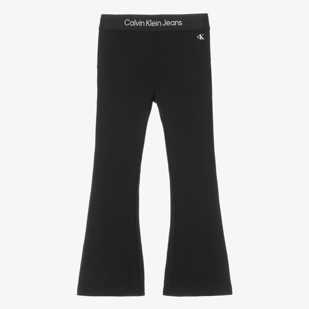 Calvin Klein - Girls Black Viscose Flared Trousers | Childrensalon