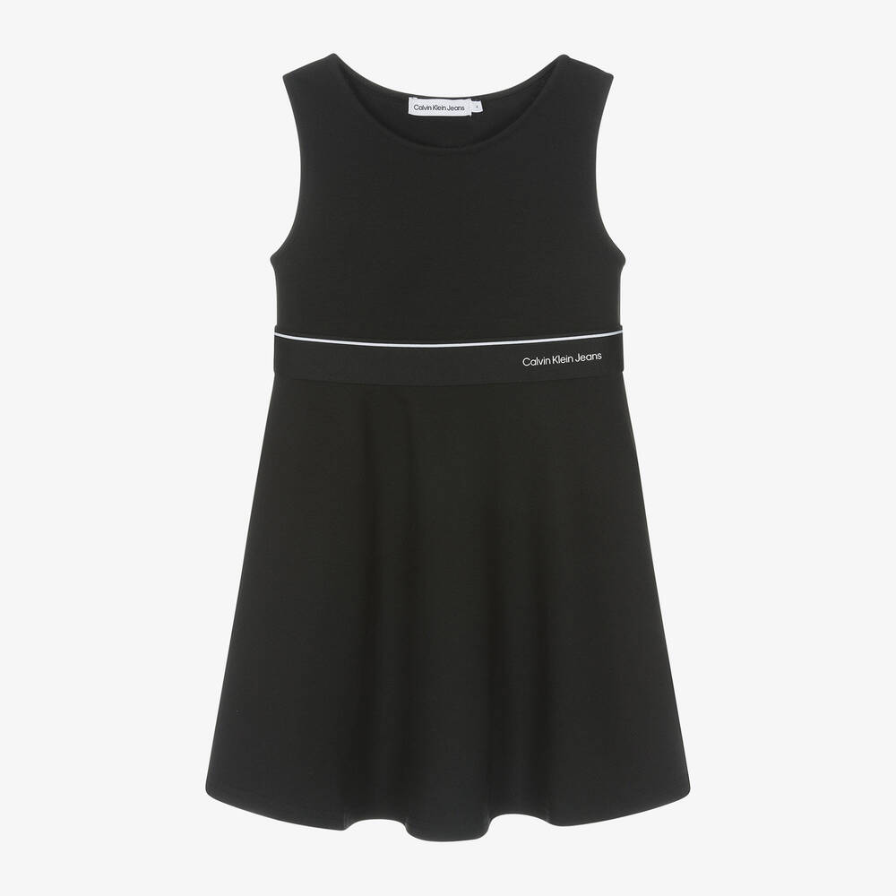 Calvin Klein-Girls Black Viscose Jersey Dress | Childrensalon Outlet