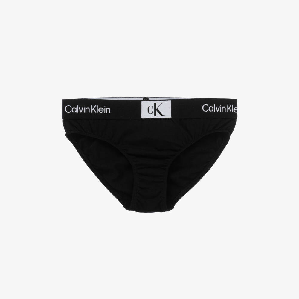 Calvin Klein Girls Black White Cotton Knickers (2 Pack