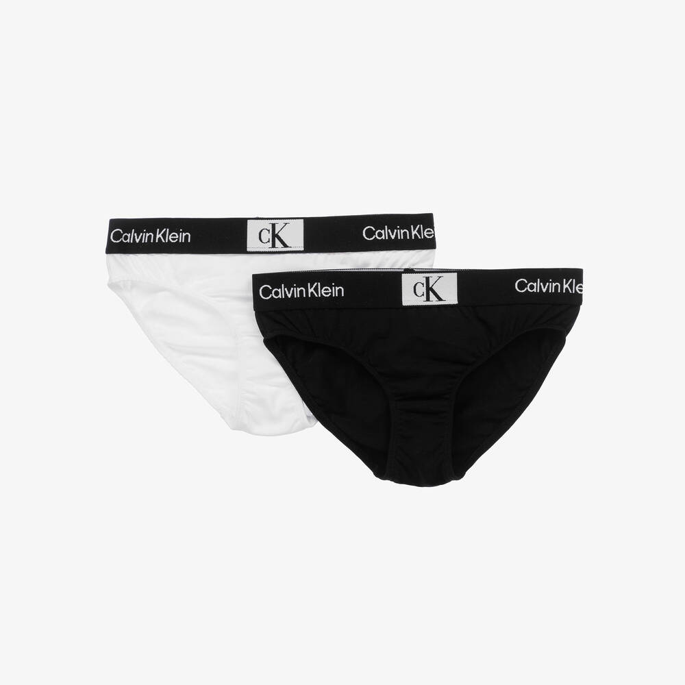 Girls Black White Cotton Knickers 2 Pack