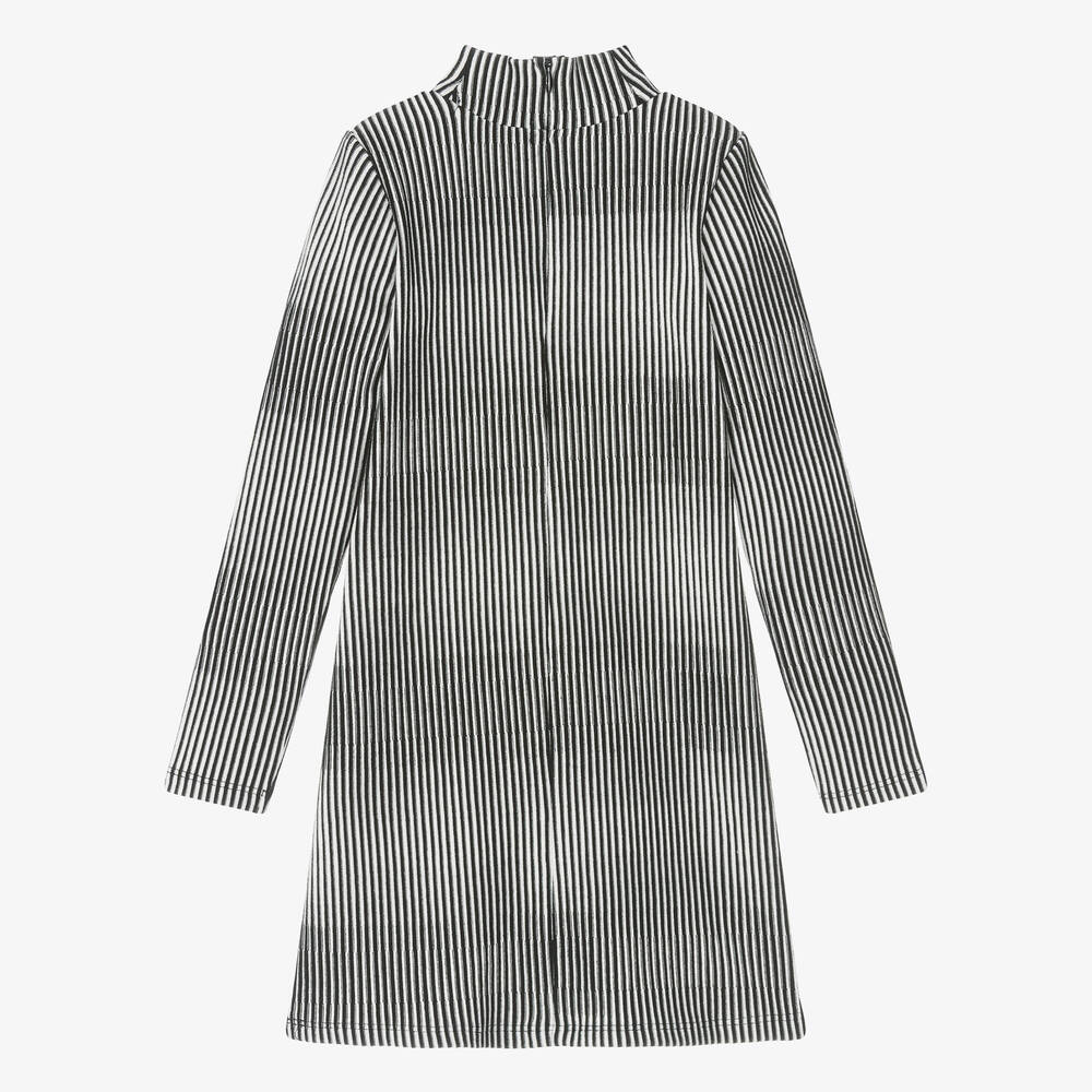 Calvin Klein Girls Black White Ribbed Dress Childrensalon Outlet