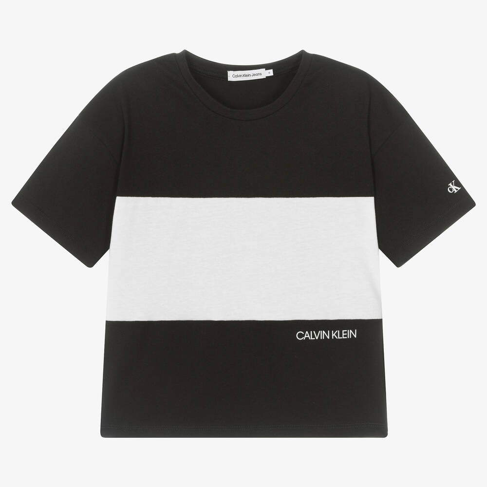 Calvin Klein Jeans - Girls Black & White T-Shirt | Childrensalon