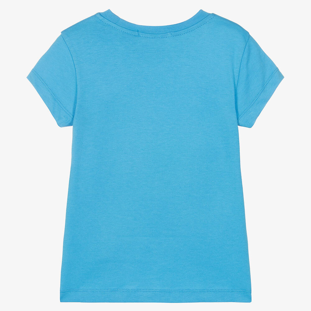 Calvin Klein Jeans-Girls Blue Cotton Logo T-Shirt | Childrensalon Outlet
