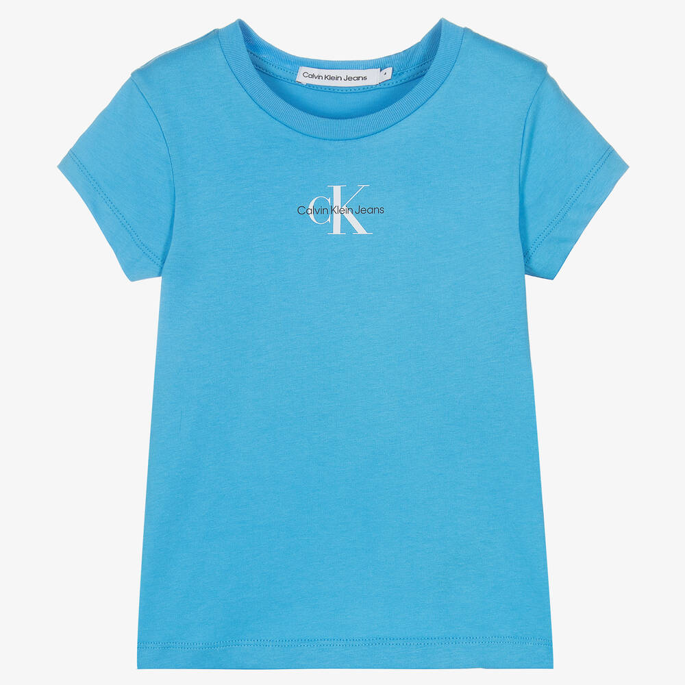 Calvin Klein Jeans - Blaues Baumwoll-T-Shirt für Mädchen | Childrensalon