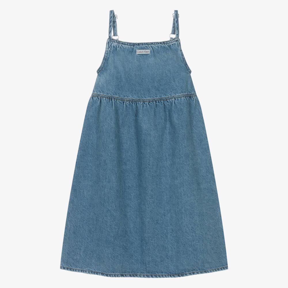Calvin Klein-فستان جينز أزرق بقصة A للبنات | Childrensalon Outlet