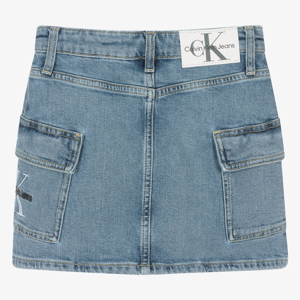 Calvin Klein-Girls Blue Denim Cargo Skirt | Childrensalon Outlet
