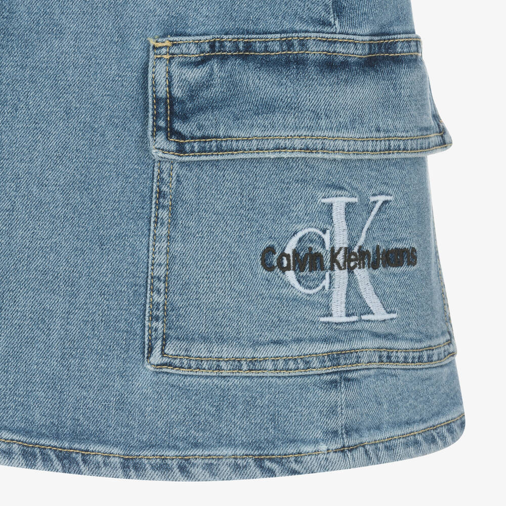 Calvin Klein-Girls Blue Denim Cargo Skirt | Childrensalon Outlet