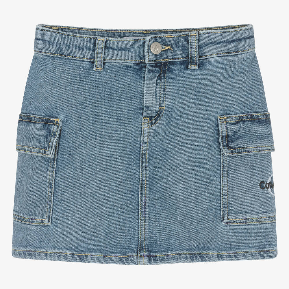 Calvin Klein-تنورة كارغو قطن دنيم لون أزرق | Childrensalon Outlet