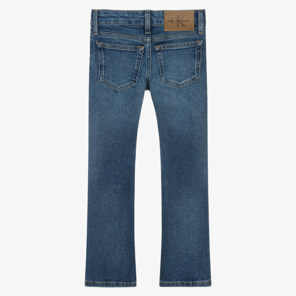 Calvin Klein-Girls Blue Denim Mid-Rise Flared Jeans | Childrensalon Outlet