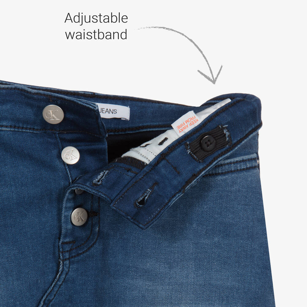 Calvin Klein Jeans-تنورة مزيج قطن دنيم لون أزرق | Childrensalon Outlet