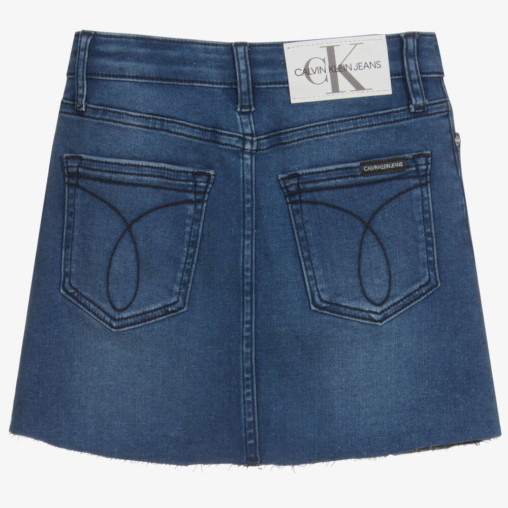 Calvin Klein Jeans-تنورة مزيج قطن دنيم لون أزرق | Childrensalon Outlet