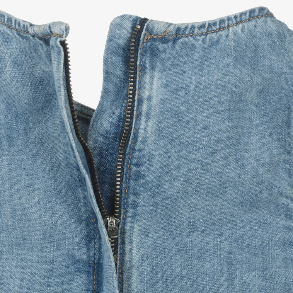 Calvin Klein-Girls Blue Denim Sleeveless A-line Dress | Childrensalon Outlet
