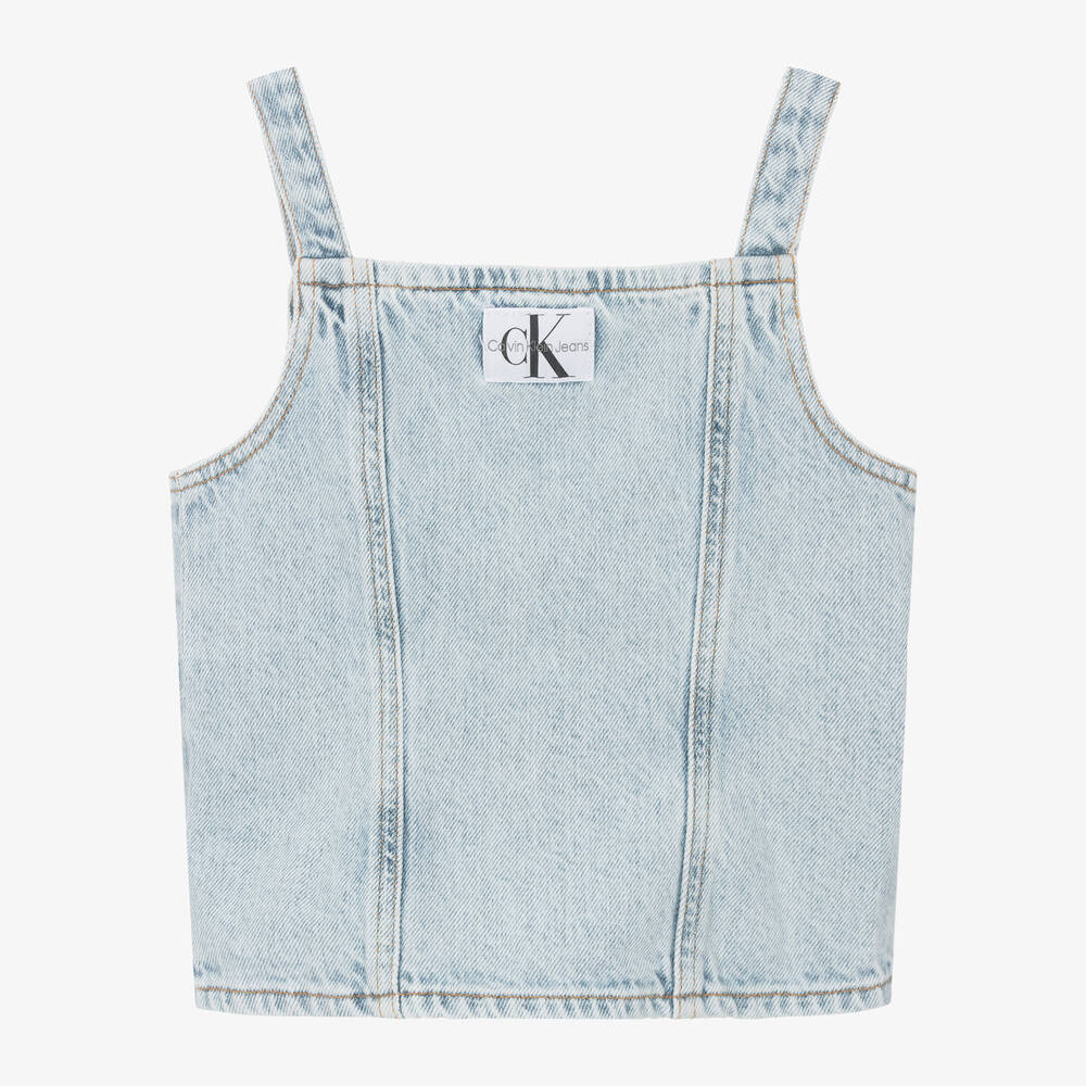 Calvin Klein-Girls Blue Denim Sleeveless Top | Childrensalon Outlet