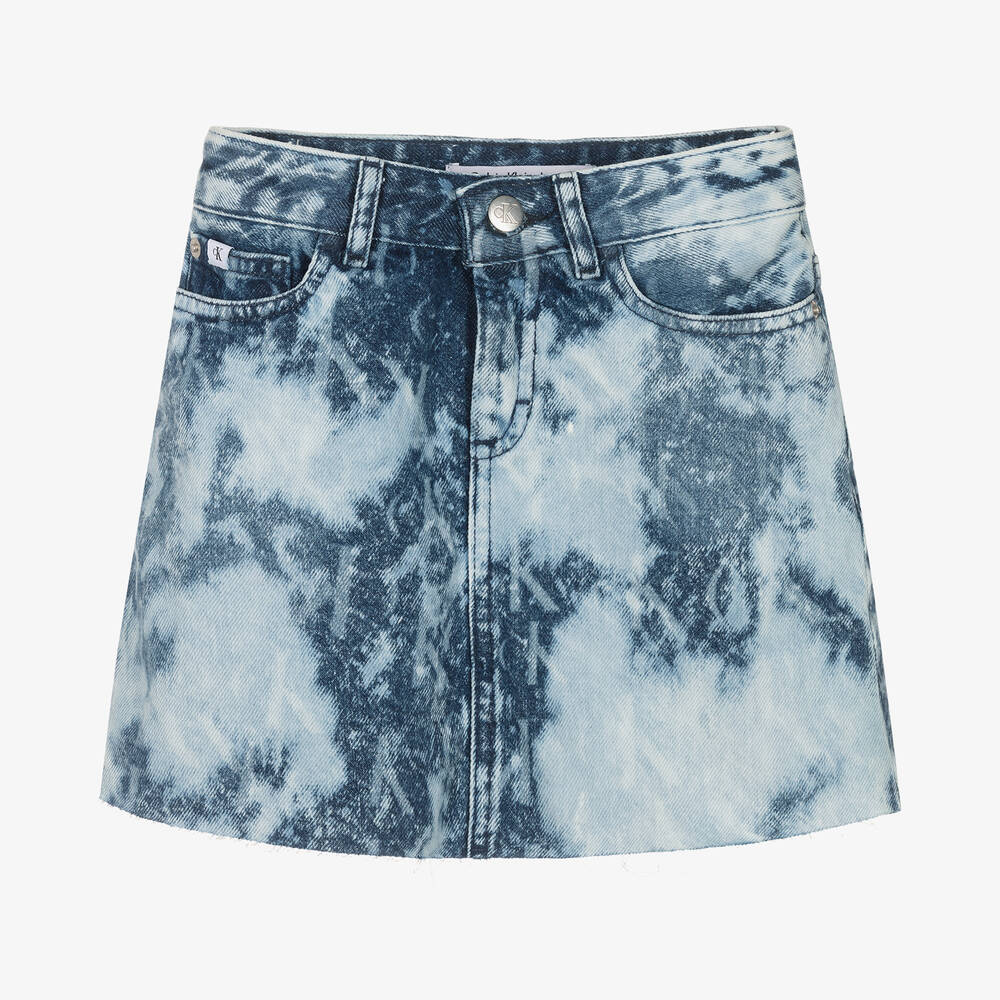 Calvin Klein Jeans - Girls Blue Denim Tie-Dye Skirt | Childrensalon