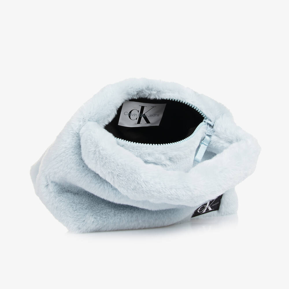 Calvin Klein-Girls Blue Faux Fur Handbag (23cm) | Childrensalon Outlet