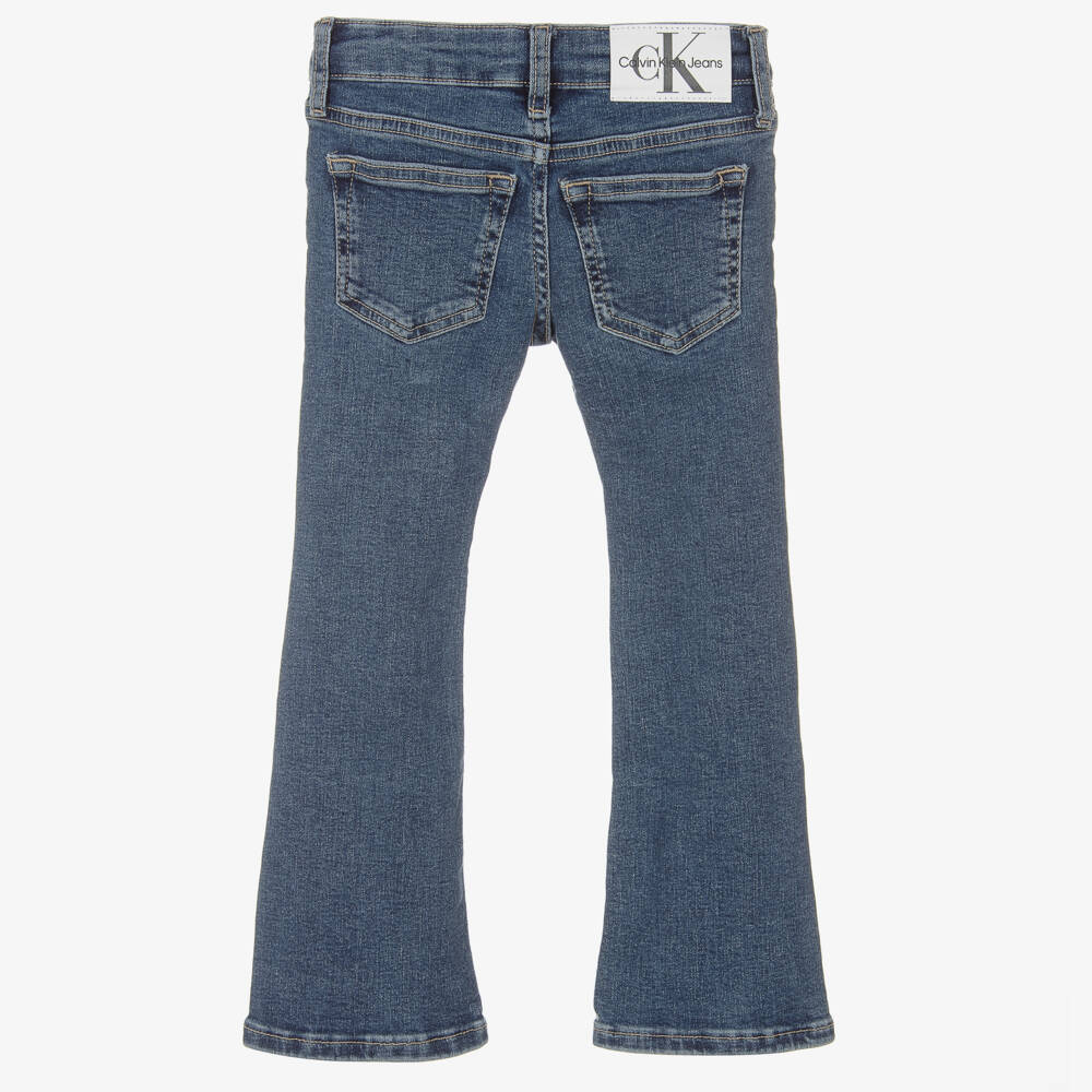 Calvin Klein-Girls Blue Flared Denim Jeans | Childrensalon Outlet