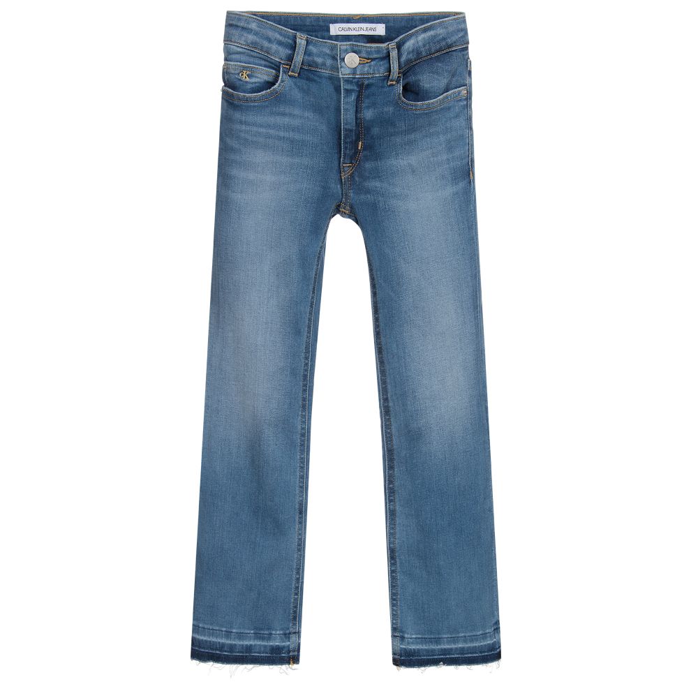 Calvin Klein Jeans - Girls Blue Flared Jeans | Childrensalon