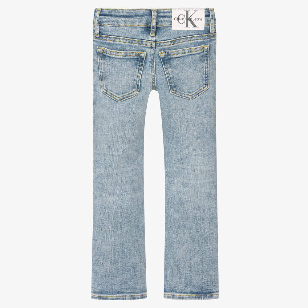Calvin Klein Jeans-Girls Blue Mid-Rise Flared Denim Jeans | Childrensalon Outlet