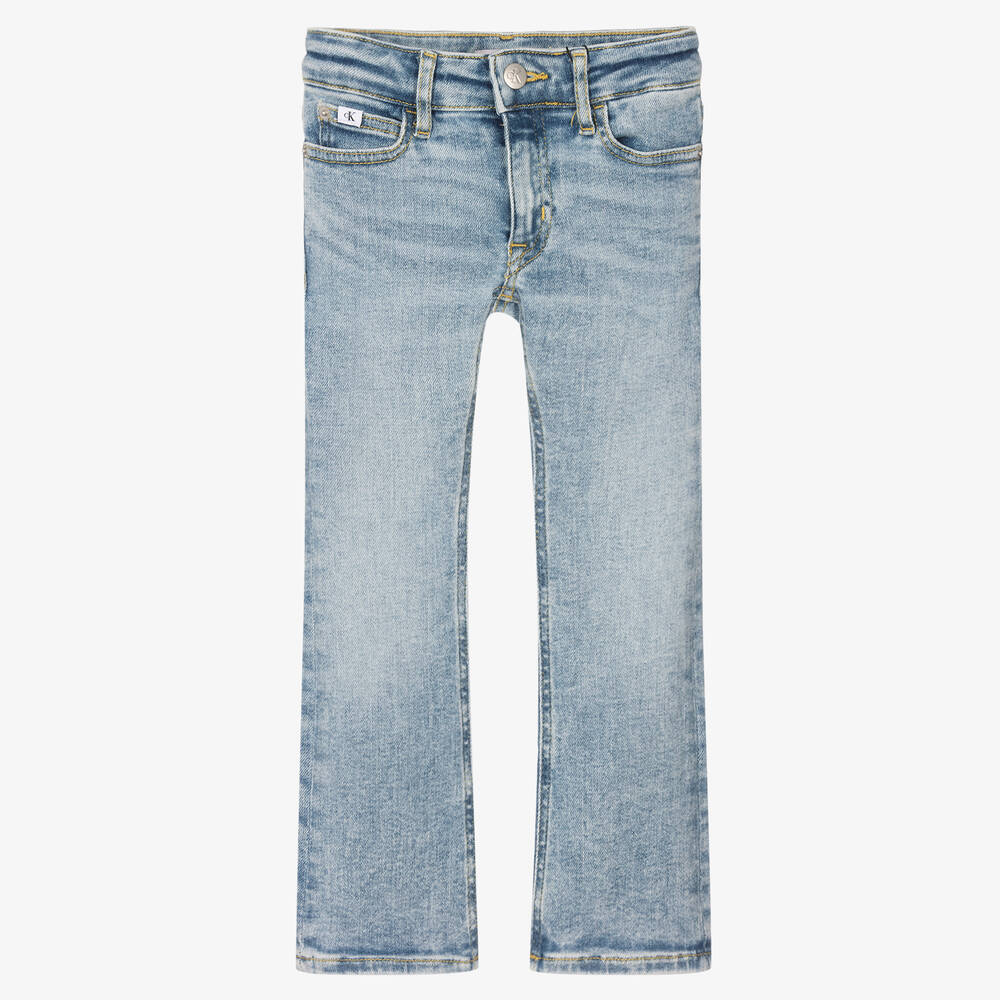 Calvin Klein Jeans - Girls Blue Mid-Rise Flared Denim Jeans | Childrensalon