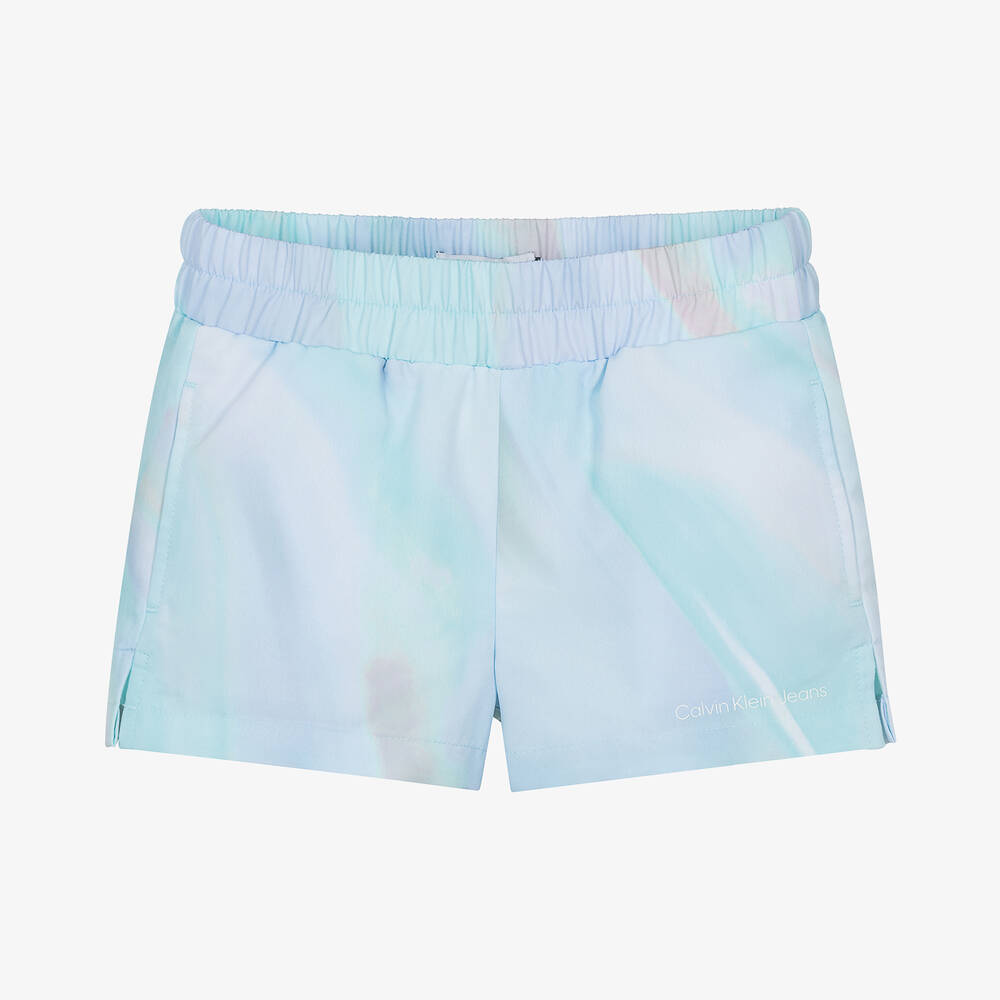 Calvin Klein-Girls Blue Printed Shorts | Childrensalon Outlet