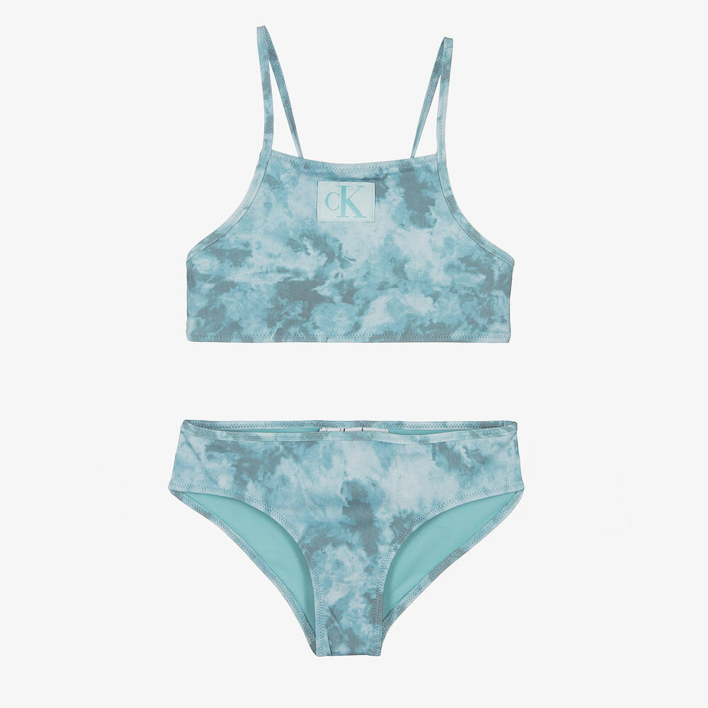 Calvin Klein - Girls Blue Tie-Dye Logo Bikini | Childrensalon