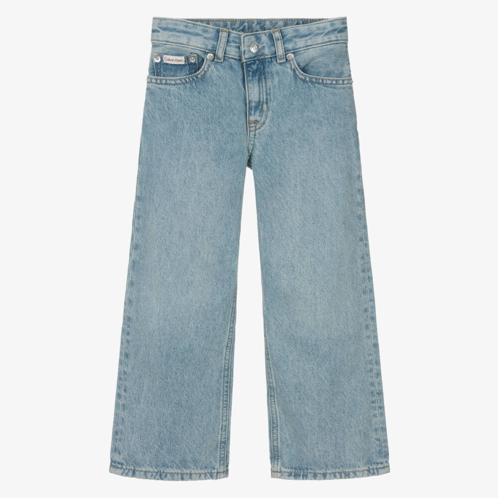 Calvin Klein-Girls Blue Wide Leg Denim Jeans | Childrensalon Outlet