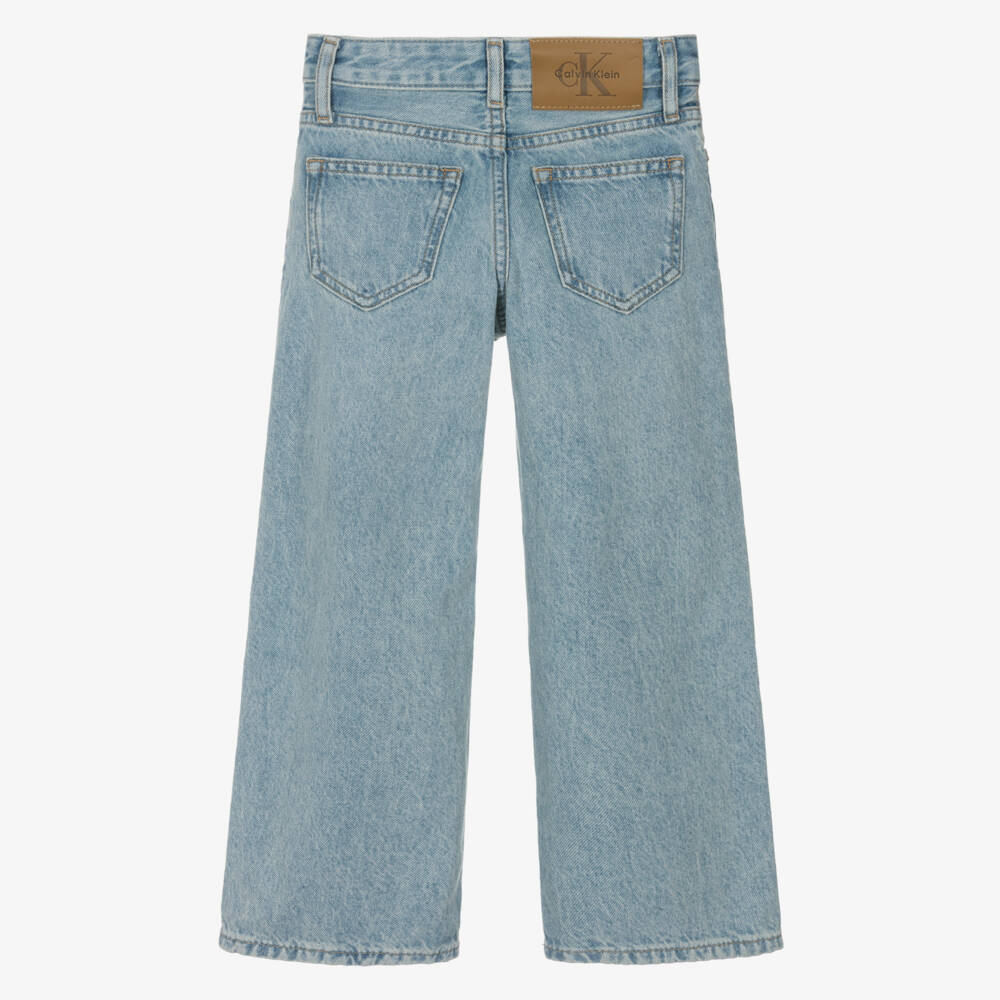 Calvin Klein-Girls Blue Wide Leg Denim Jeans | Childrensalon Outlet