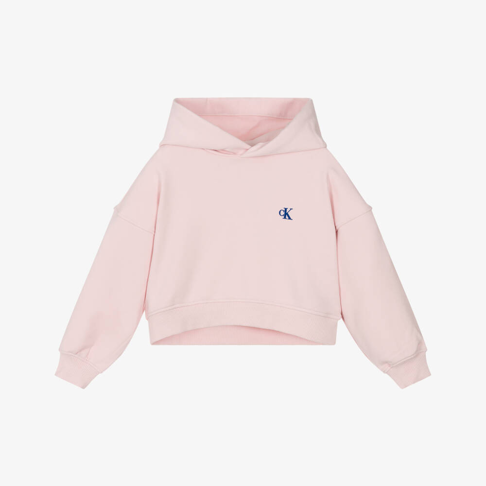 Calvin Klein-Girls Blush Cotton Blend Hoodie | Childrensalon Outlet