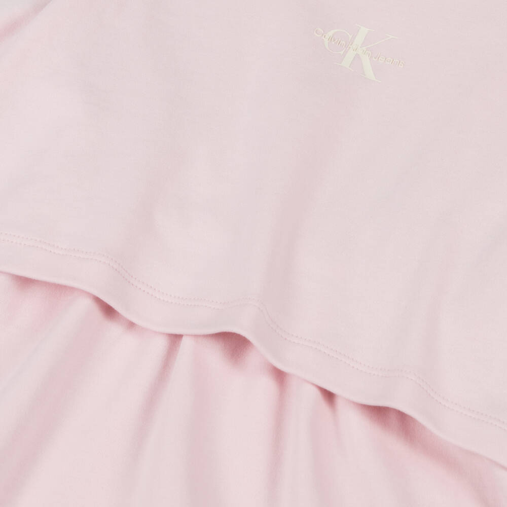 Calvin Klein-Girls Blush Cotton Layered Dress | Childrensalon Outlet