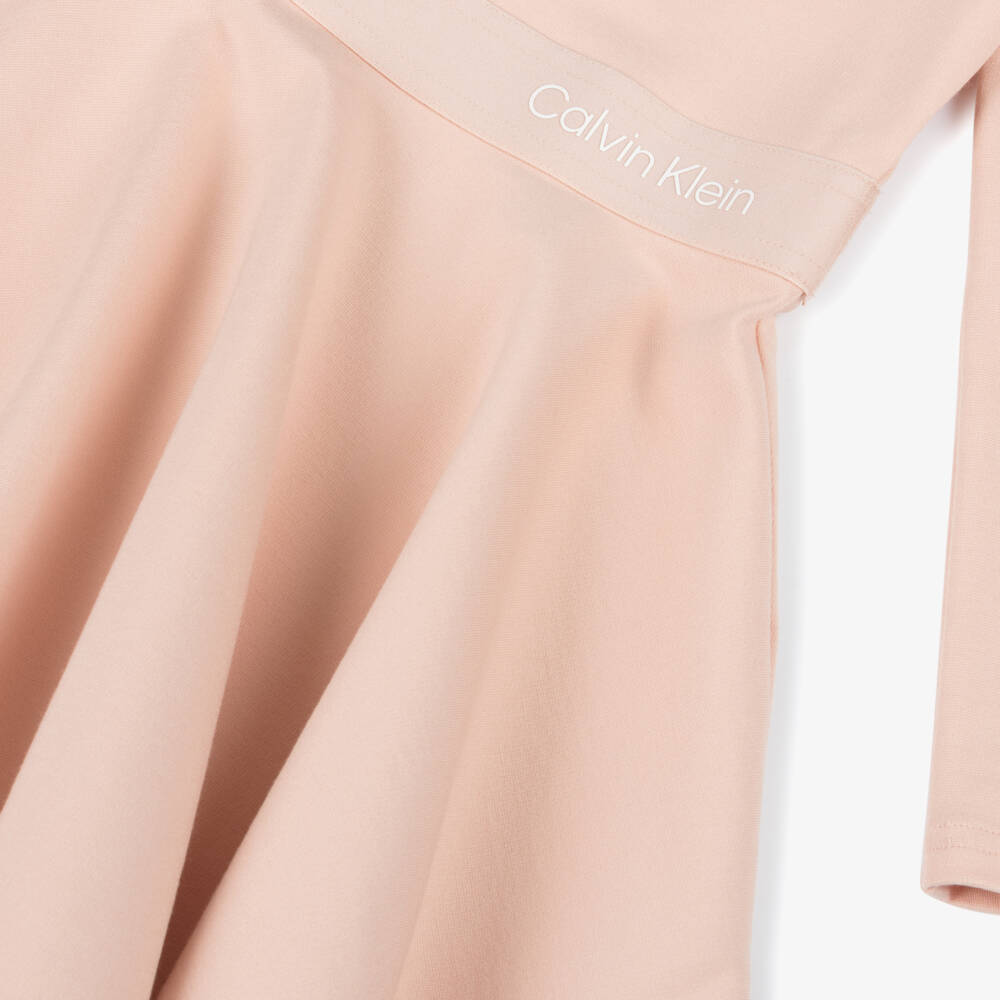 Calvin Klein-فستان بناتي بلون وردي ناعم من قماش سكوبا | Childrensalon Outlet