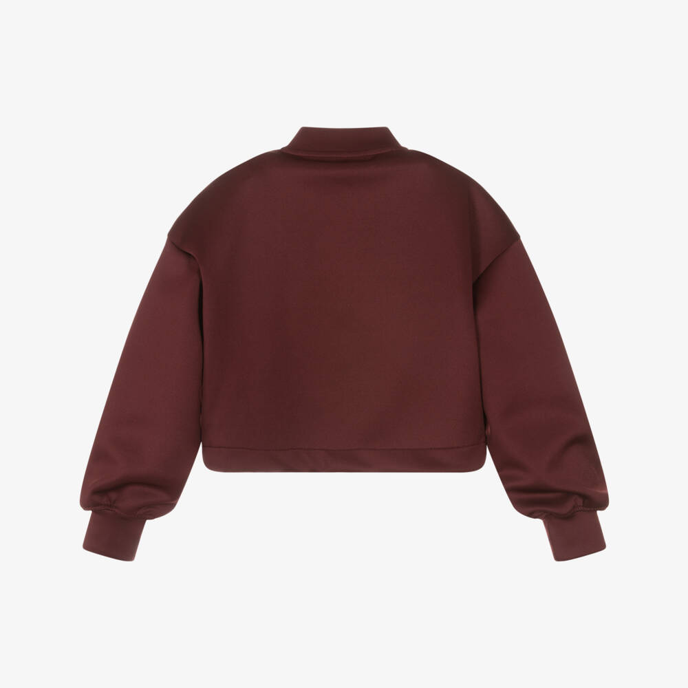 Calvin Klein-Girls Burgundy Red Zip-Up Jersey Jacket | Childrensalon Outlet