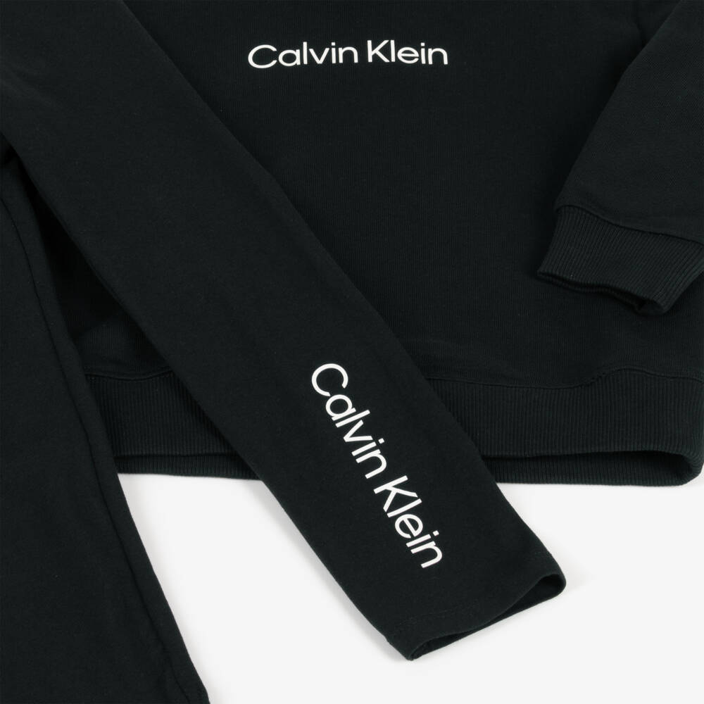 Calvin Klein-Girls Charcoal Cotton Ensemble | Childrensalon Outlet