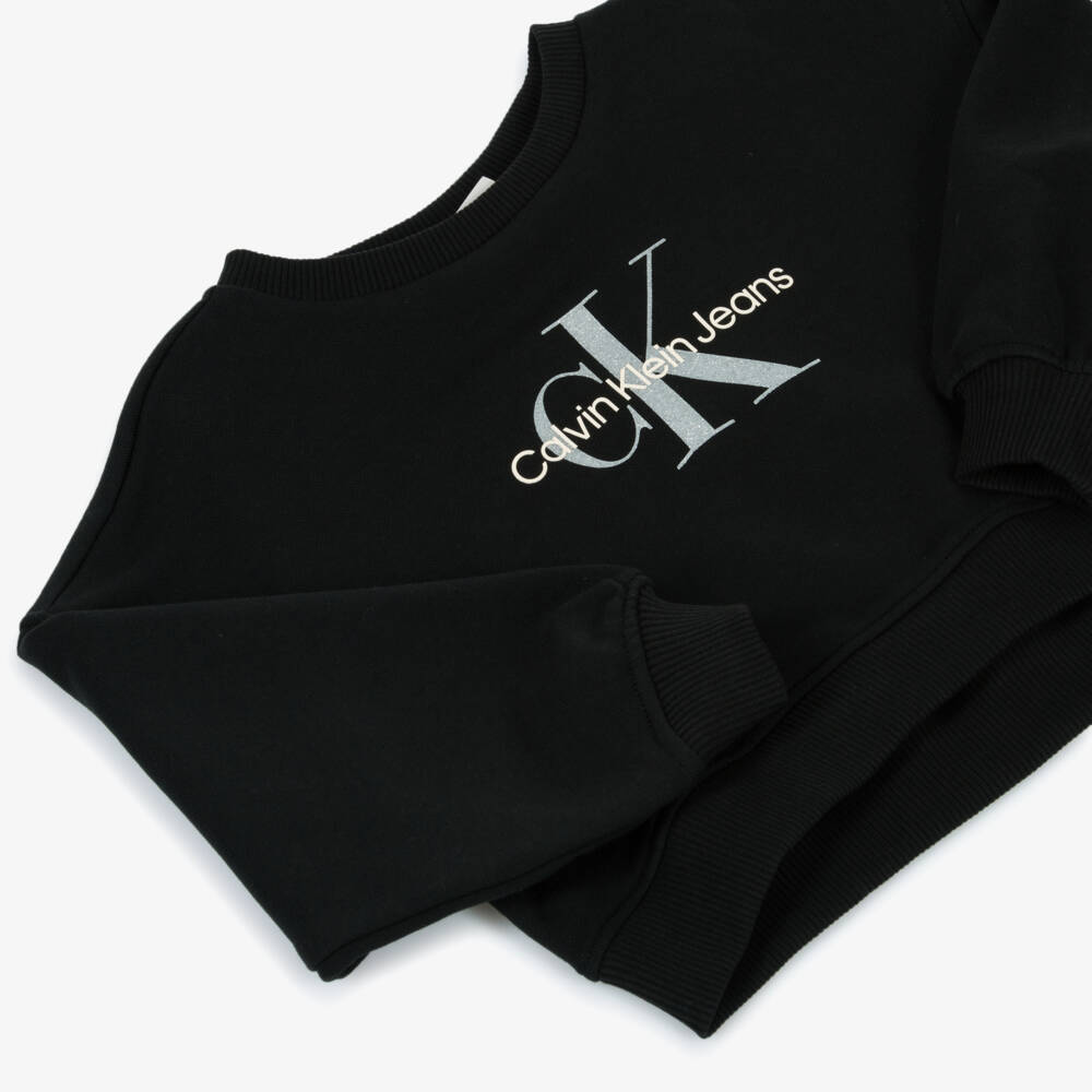 Calvin Klein-Girls Charcoal Monogrammed Cotton Pullover | Childrensalon Outlet