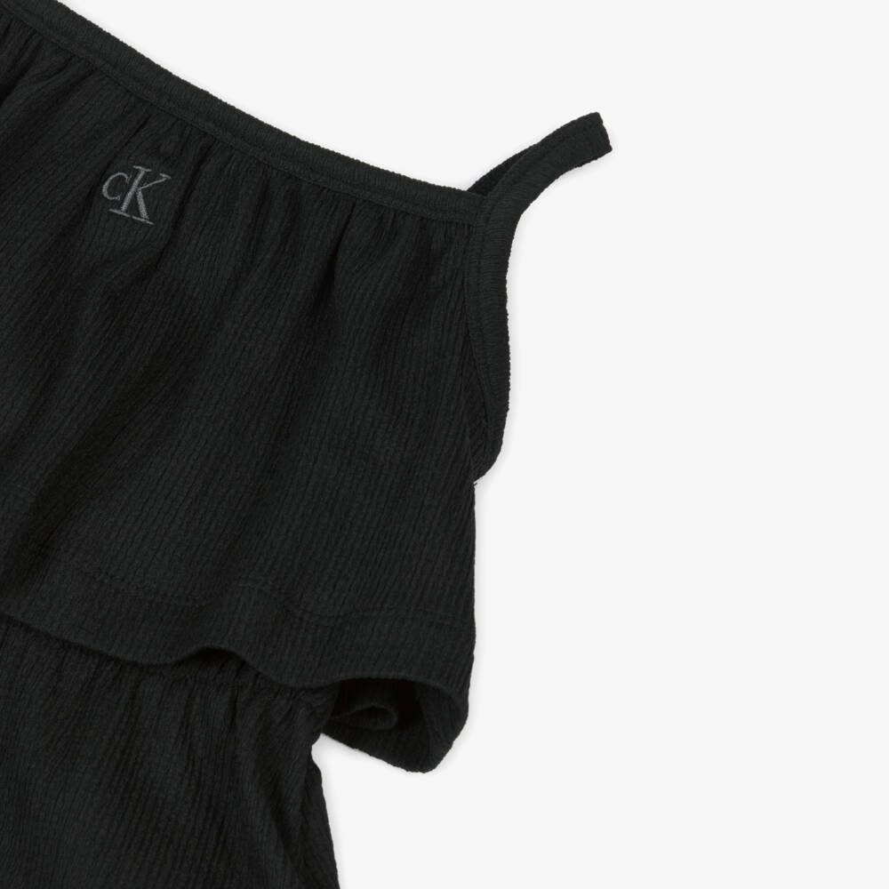 Calvin Klein-Girls Chic Black Crinkle Dress | Childrensalon Outlet