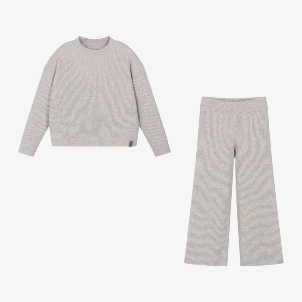Calvin Klein-Girls Chic Grey Knit Ensemble | Childrensalon Outlet