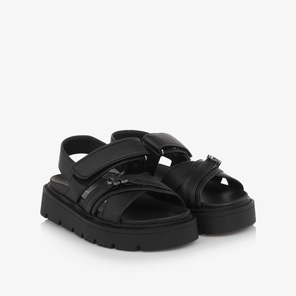 Calvin Klein-Girls Chunky Black Faux Leather Sandals | Childrensalon Outlet