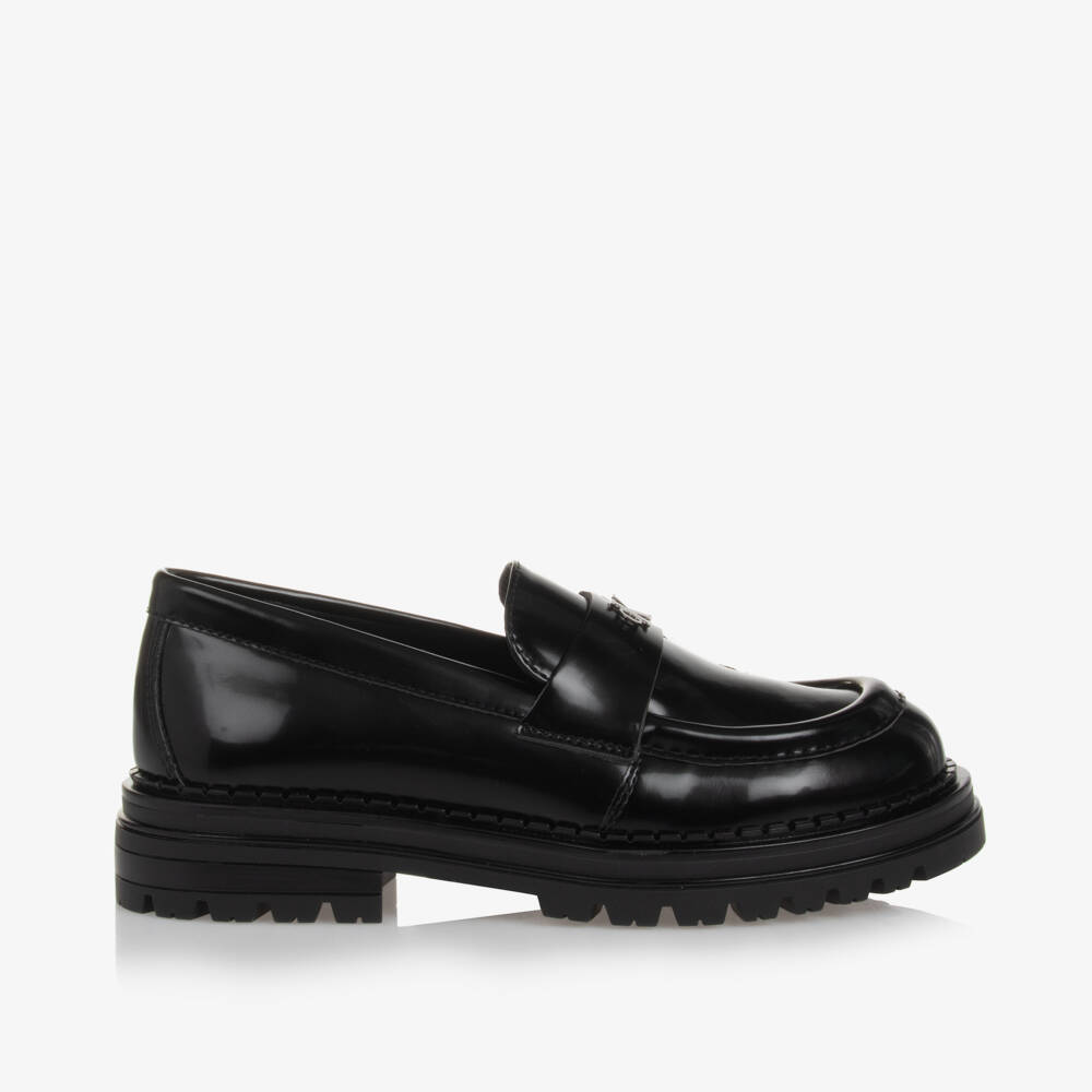 Calvin Klein-Girls Chunky Black Leatherette Loafers | Childrensalon Outlet