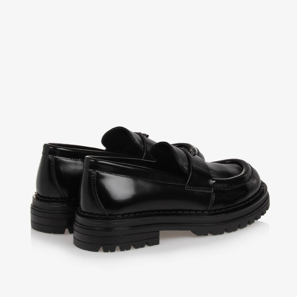 Calvin Klein-Girls Chunky Black Leatherette Loafers | Childrensalon Outlet