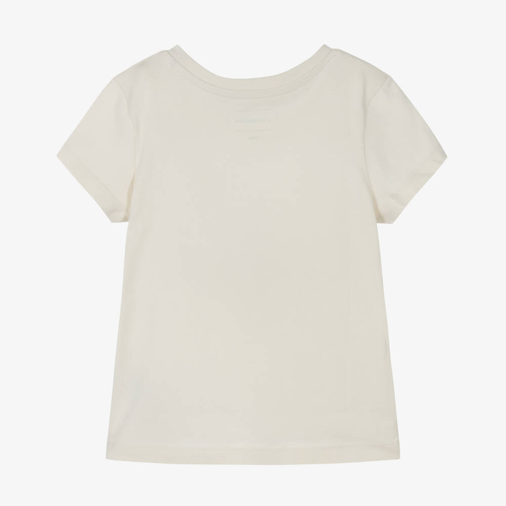 Calvin Klein-Girls Classic Beige Cotton Tee | Childrensalon Outlet
