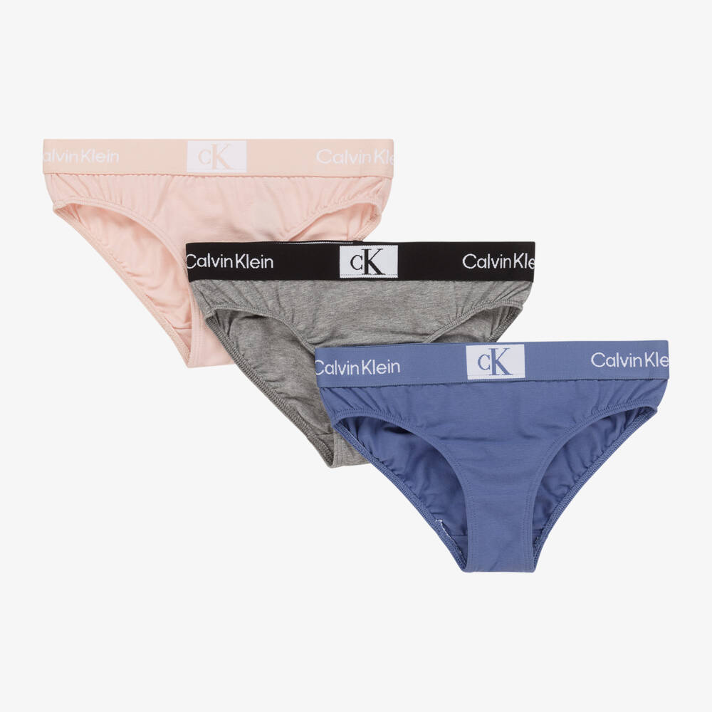 Calvin Klein-Girls Coloured Cotton Briefs Trio | Childrensalon Outlet