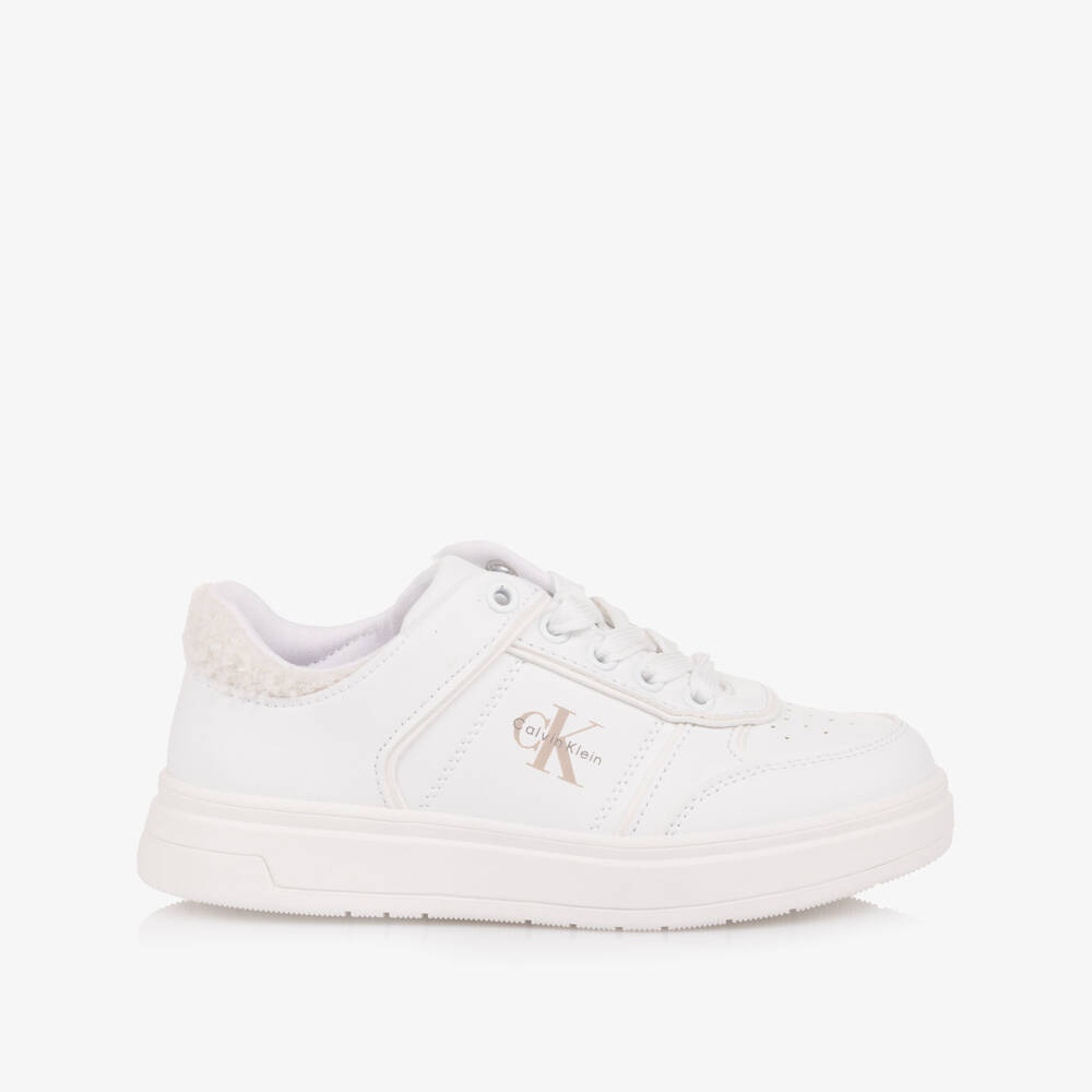 Calvin Klein-Girls Cosy White Sherpa Trainers | Childrensalon Outlet